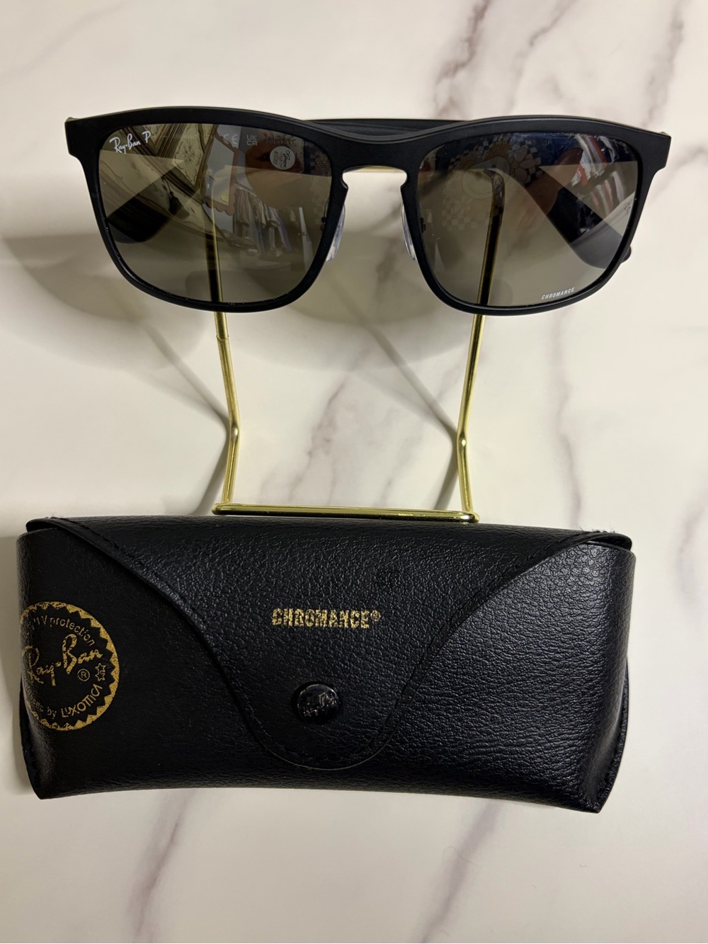 Ray-Ban Chromance Black Unisex square shaped Sunglasses. Excellent Condition.